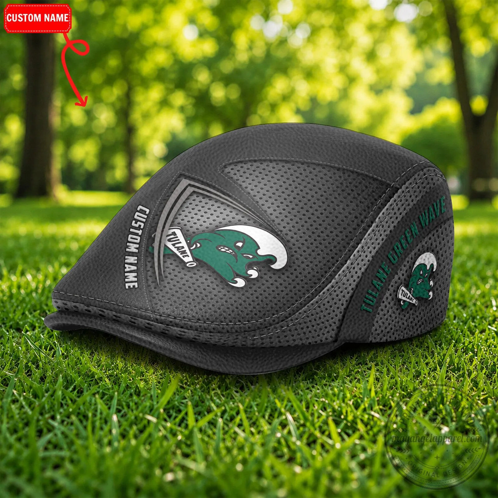 Tulane Green Wave NCAA Golf Flat Cap, Custom Name Golfing Ivy Cap