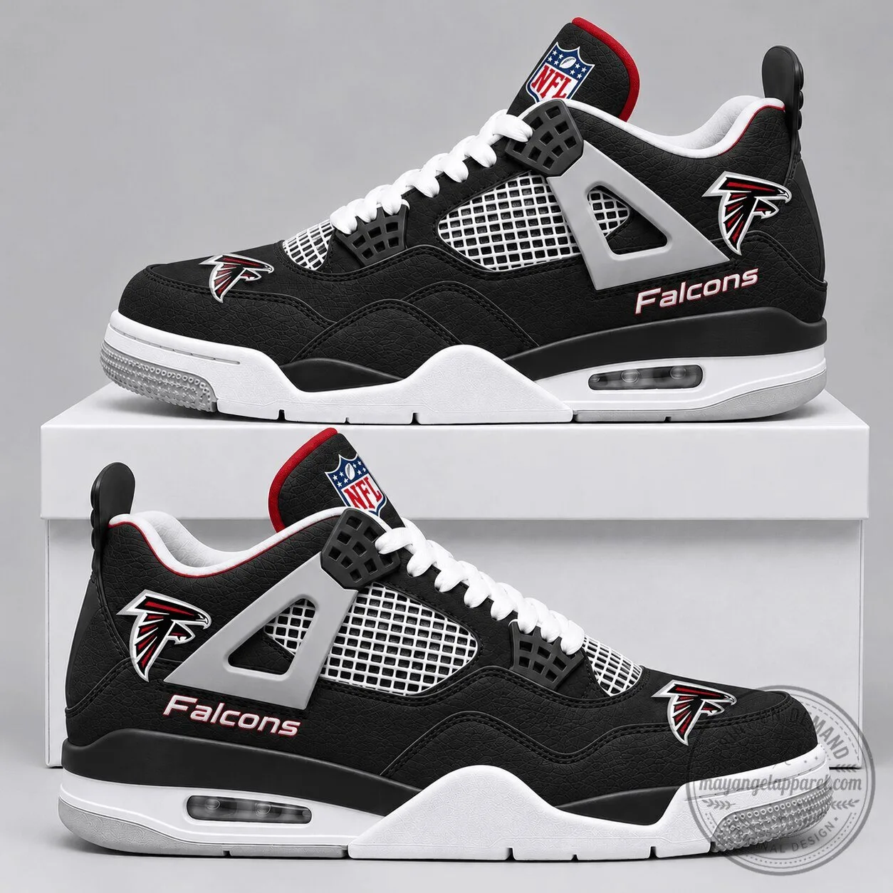 Atlanta Falcons National Football League Team Logo Black and Red Sneakers