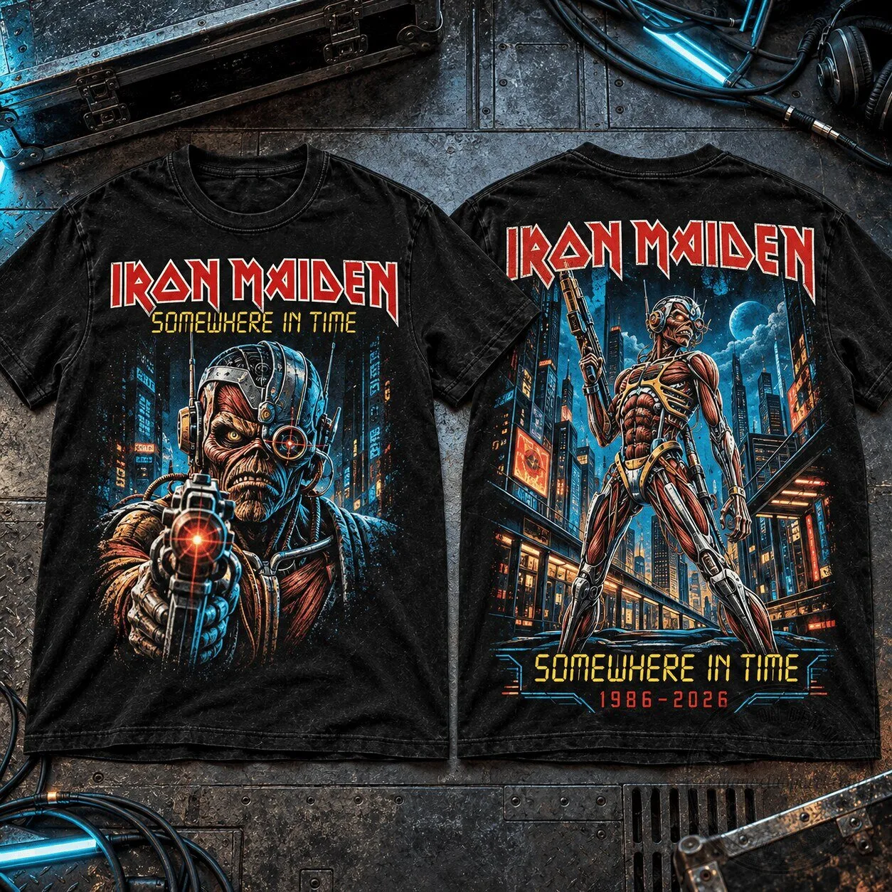Iron Maiden Somewhere In Time Album Art Heavy Metal Music Fan T-Shirt