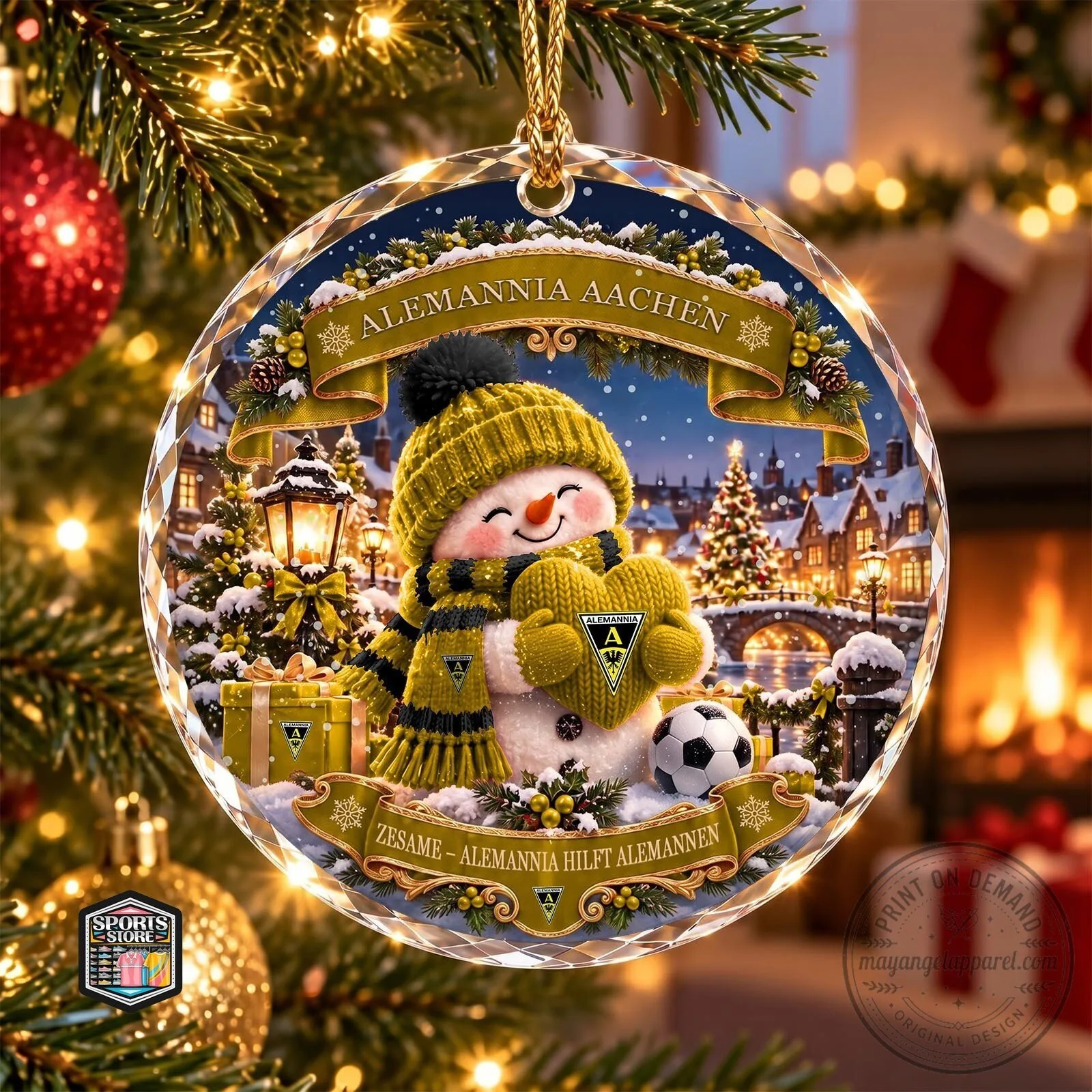 Alemannia Aachen Snowman Winter Wonderland Christmas Tree Ornament