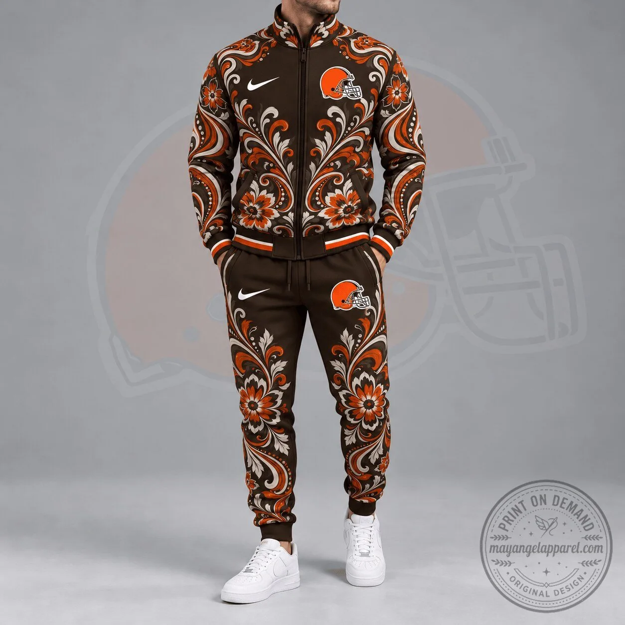 Cleveland Browns Ornamental Floral Paisley Full Zip Jacket