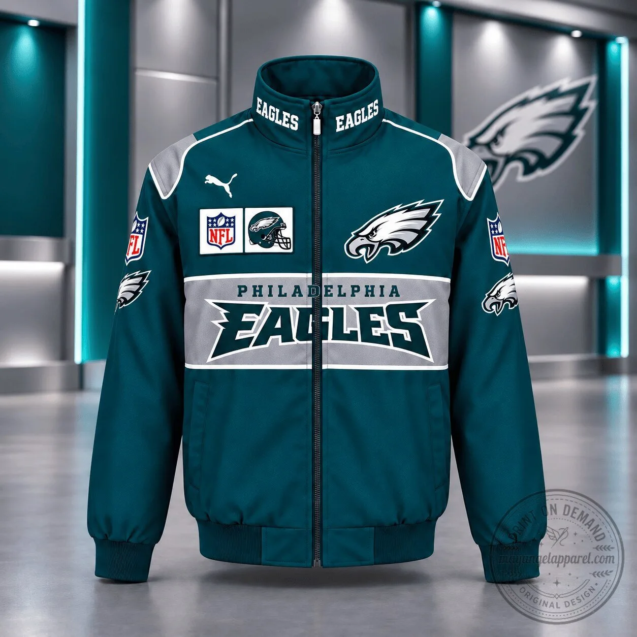 Philadelphia Eagles NFL Football Team Racing Full-Zip Jacket