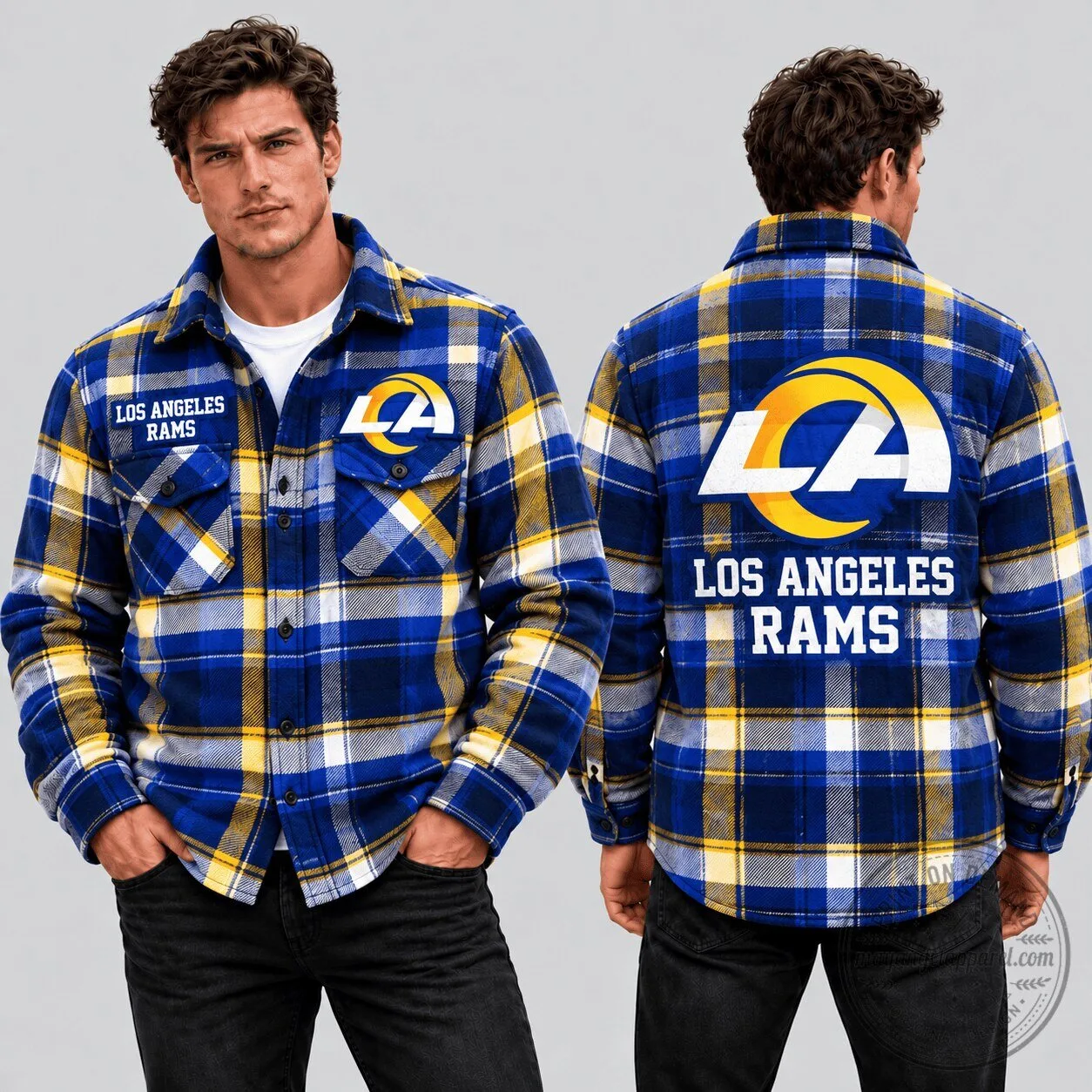 Los Angeles Rams NFL Plaid Flannel Button-Up Shirt for Men