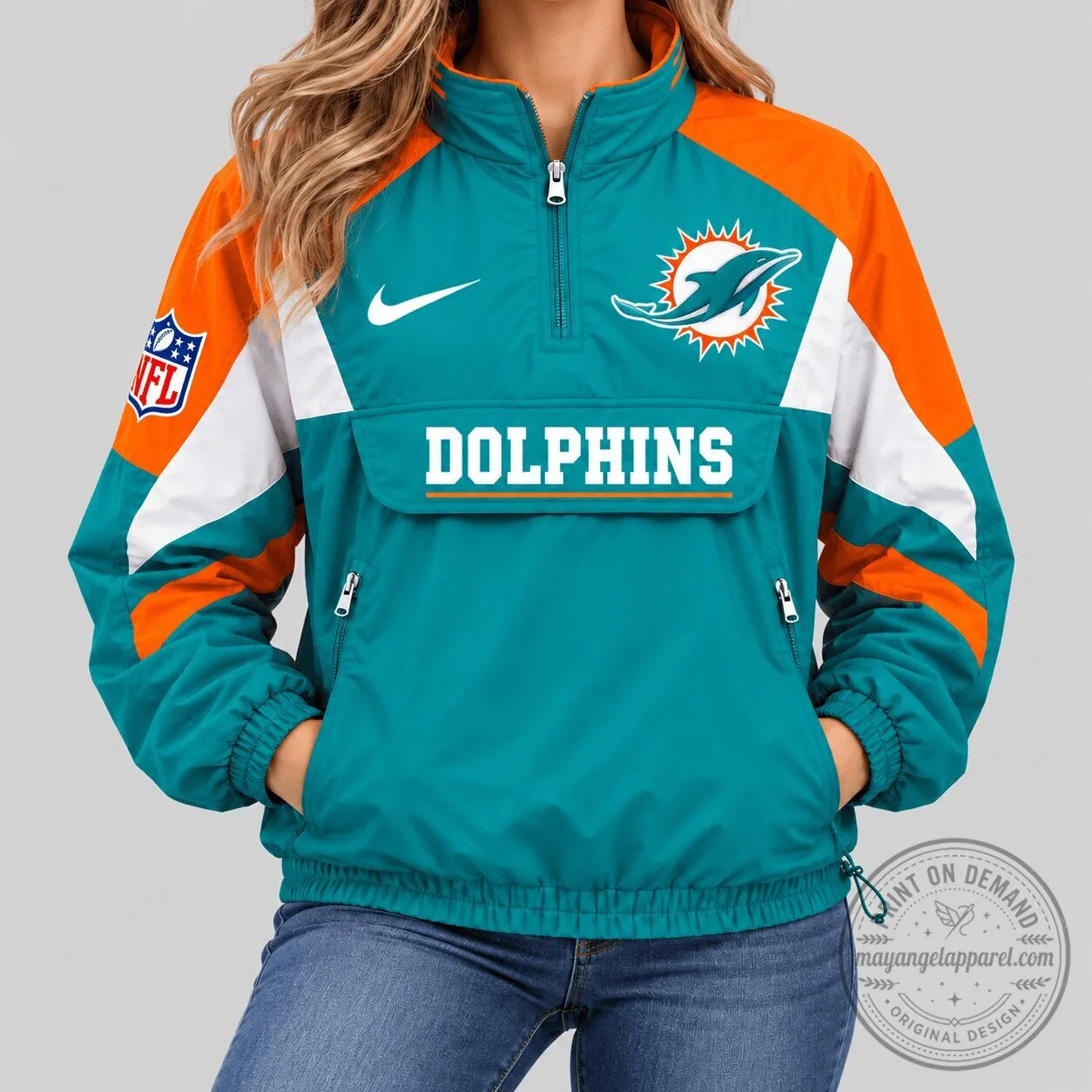 Miami Dolphins National Football League Half Zip Pullover Anorak Jacket 1 Miami Dolphins National Football League Half Zip Pullover Anorak Jacket