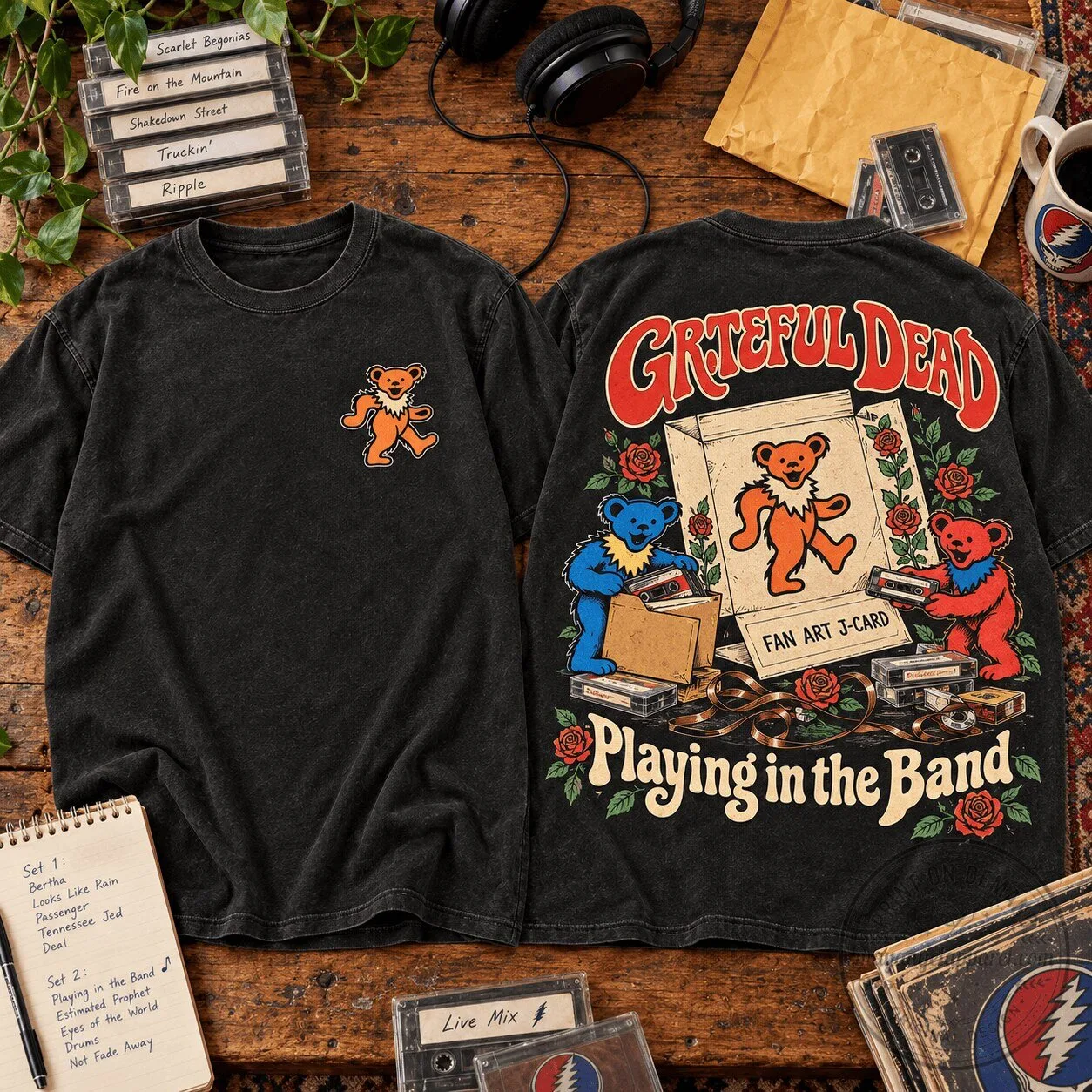 Vintage Washed T-Shirt featuring Dancing Bears from Grateful Dead's Playing In The Band