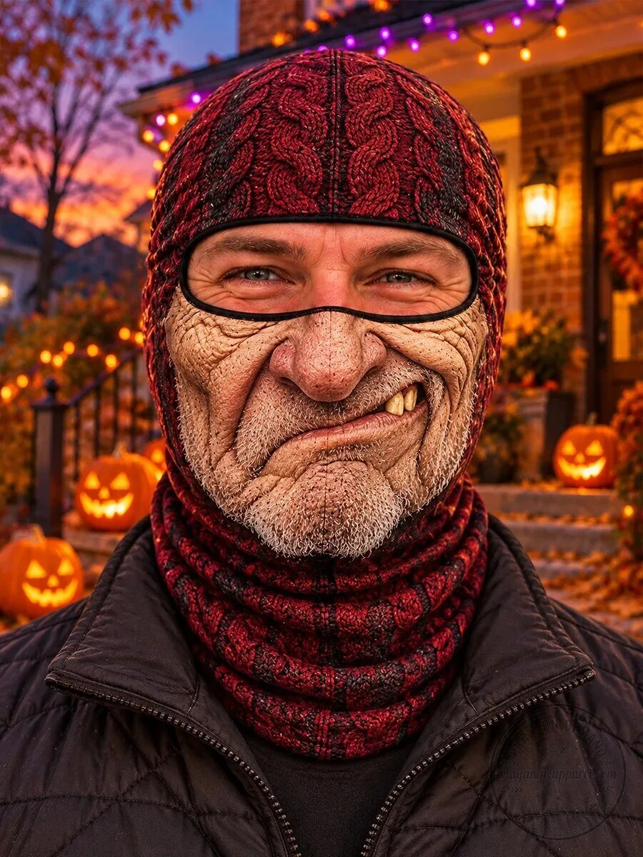 Funny Old Man Face Halloween Costume Balaclava Hood