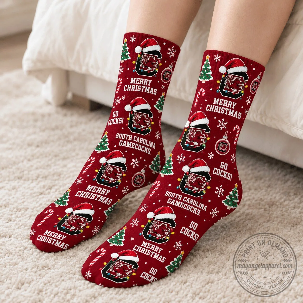 South Carolina Gamecocks Merry Christmas Holiday Ugly Sweater Socks