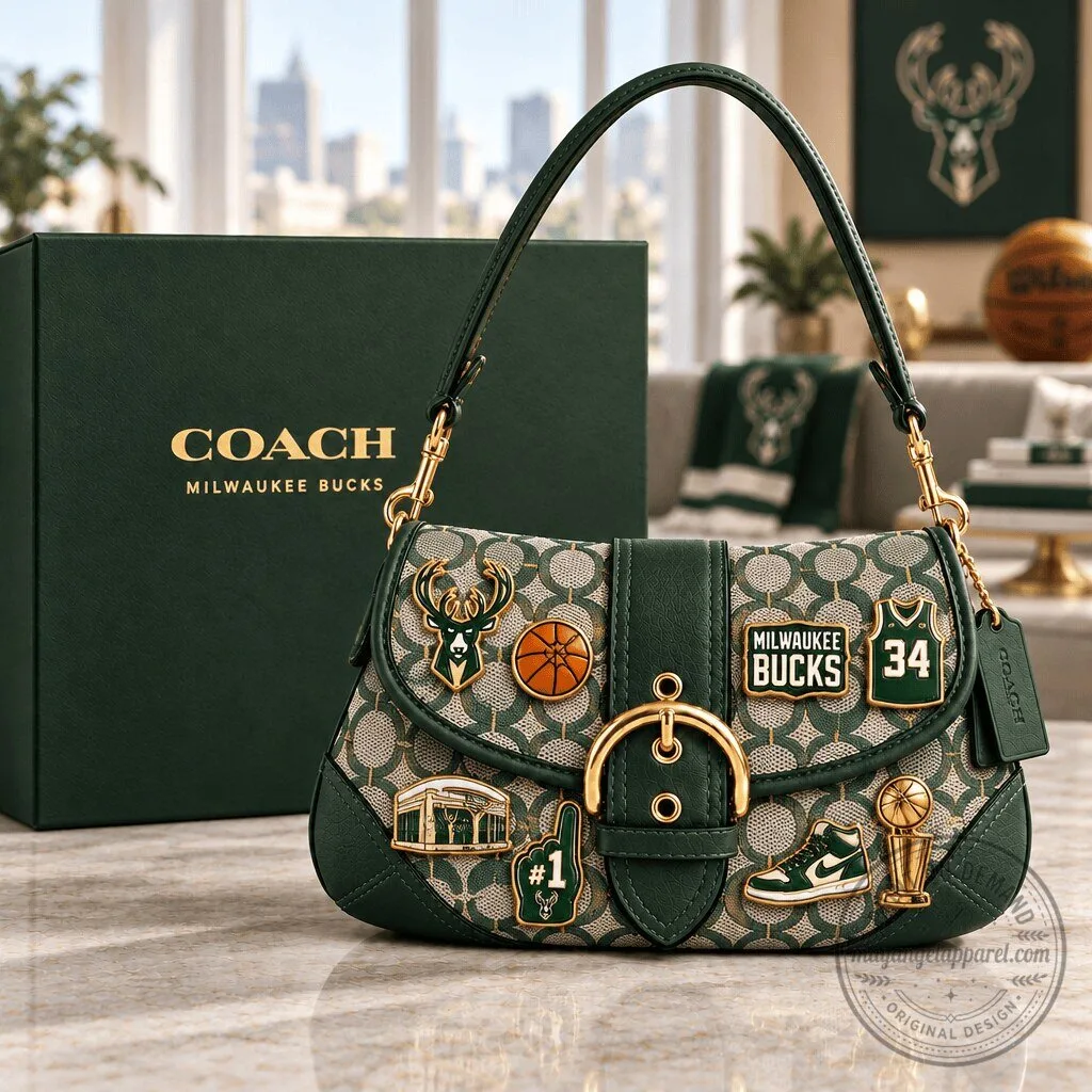 Milwaukee Bucks Coach Signature Canvas Soho Bag with Team Logo Charms