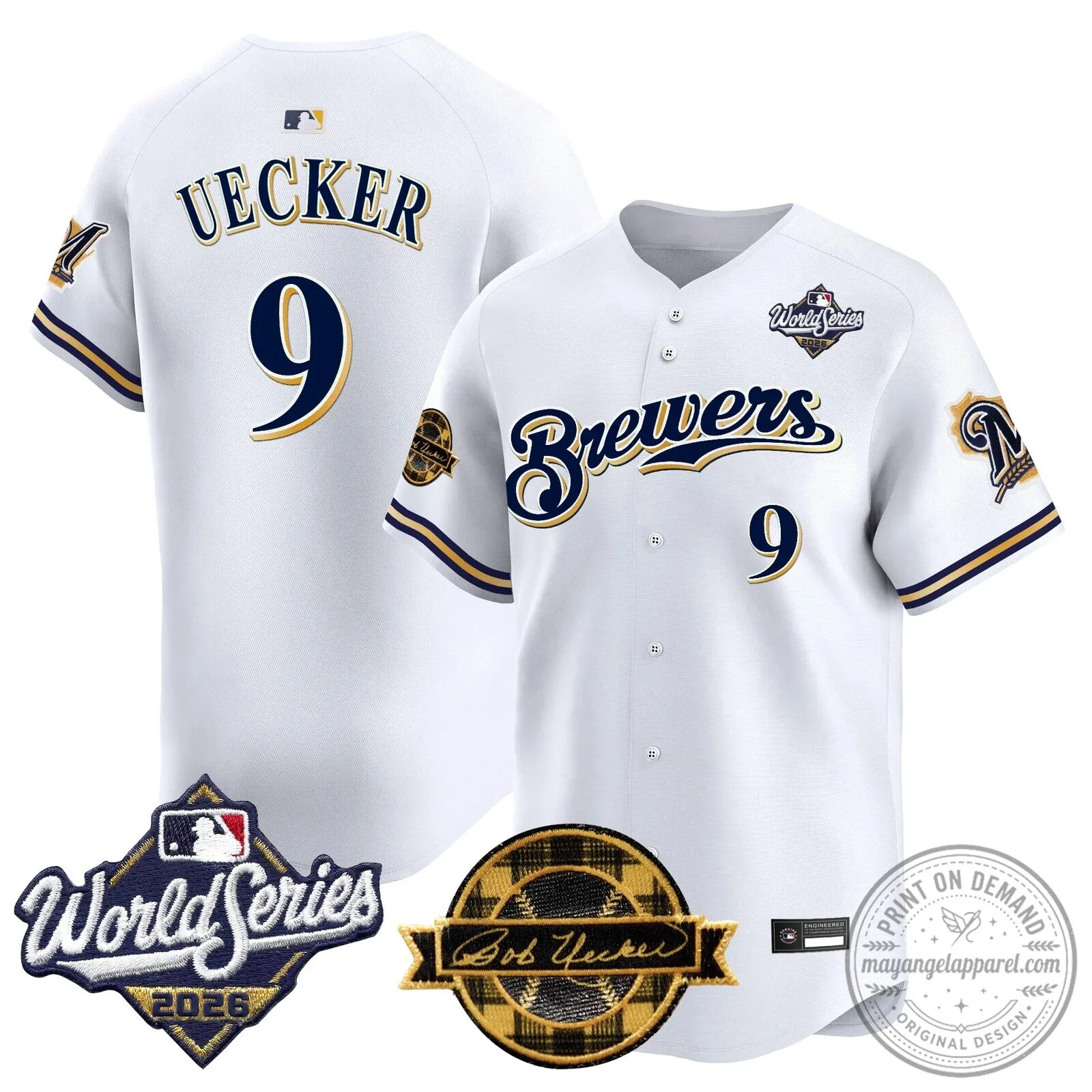 Milwaukee Brewers Bob Uecker 2026 World Series White Baseball Jersey