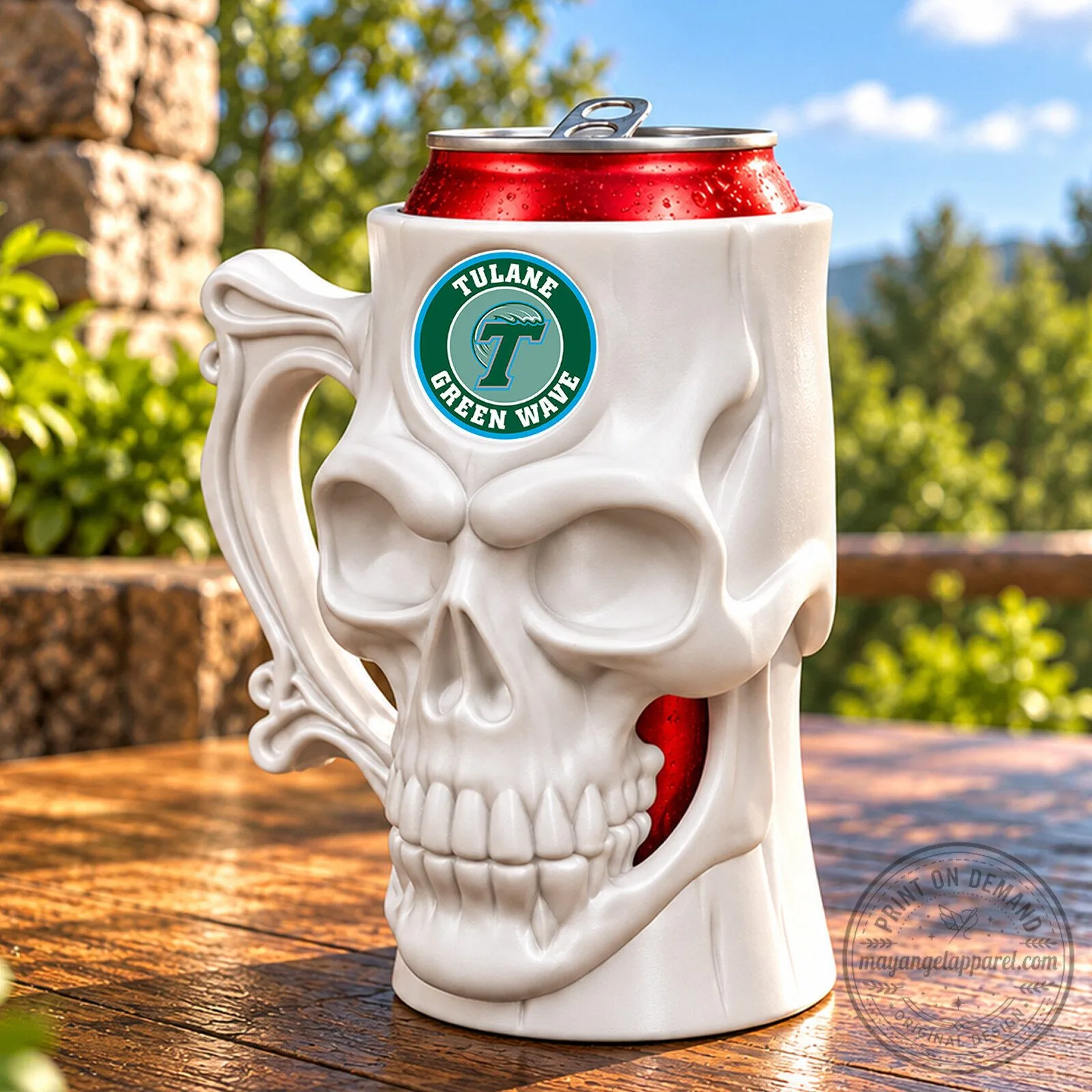 Tulane Green Wave Skull Can Cooler, NCAA College Football Team Drink Holder 5 Tulane Green Wave Skull Can Cooler, NCAA College Football Team Drink Holder