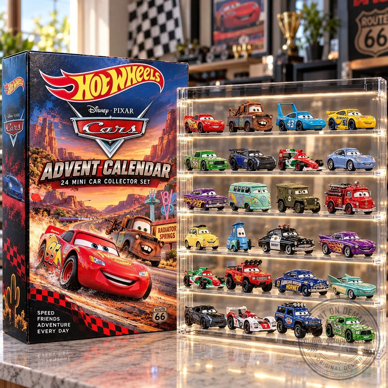 Disney Pixar Cars Hot Wheels 24 Mini Car Collector Set Advent Calendar 2D