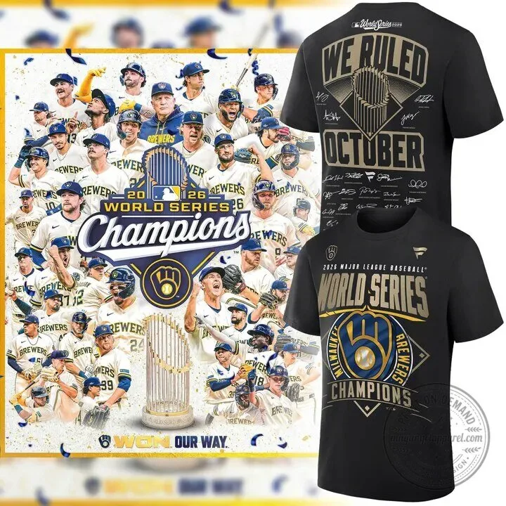 Milwaukee Brewers 2026 World Series Champions Black Fanatics T-Shirt