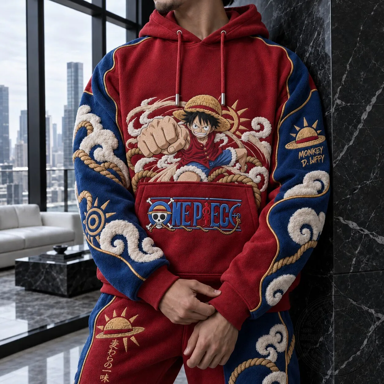 Kyrie Irving Forged By Fire Graphic T-Shirt 3 One Piece Monkey D. Luffy Red and Blue Embroidered Fleece Hoodie