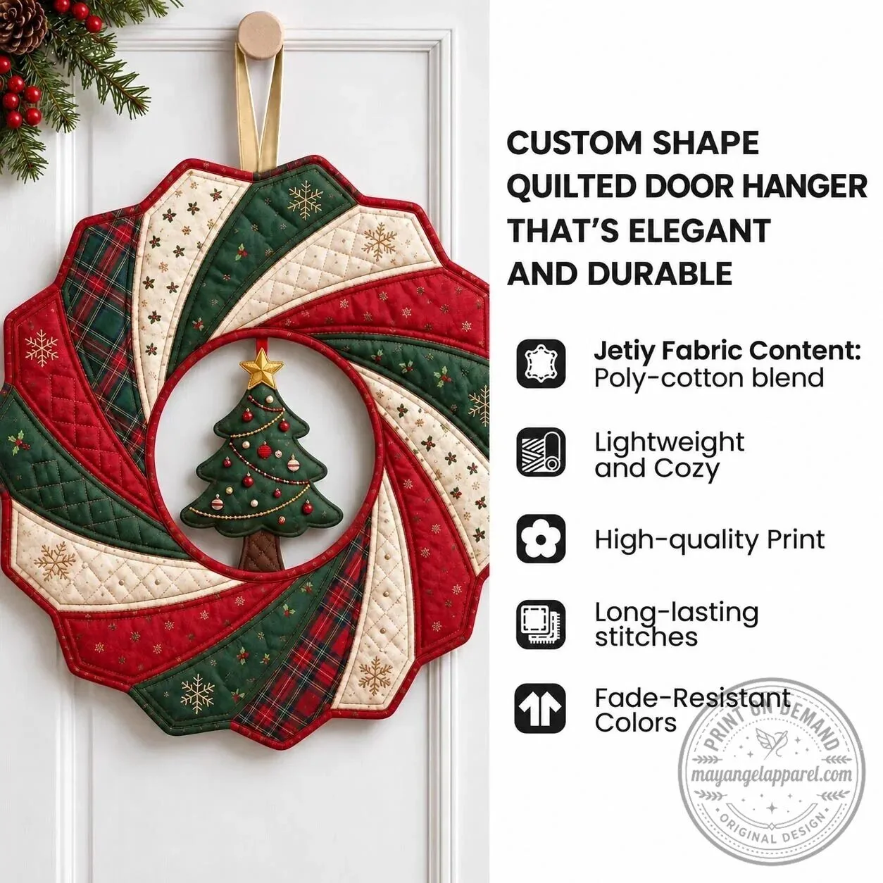 Tropical Christmas Tree Beach Snowman Quilted Door Hanger Decoration 6 Tropical Christmas Tree Beach Snowman Quilted Door Hanger Decoration