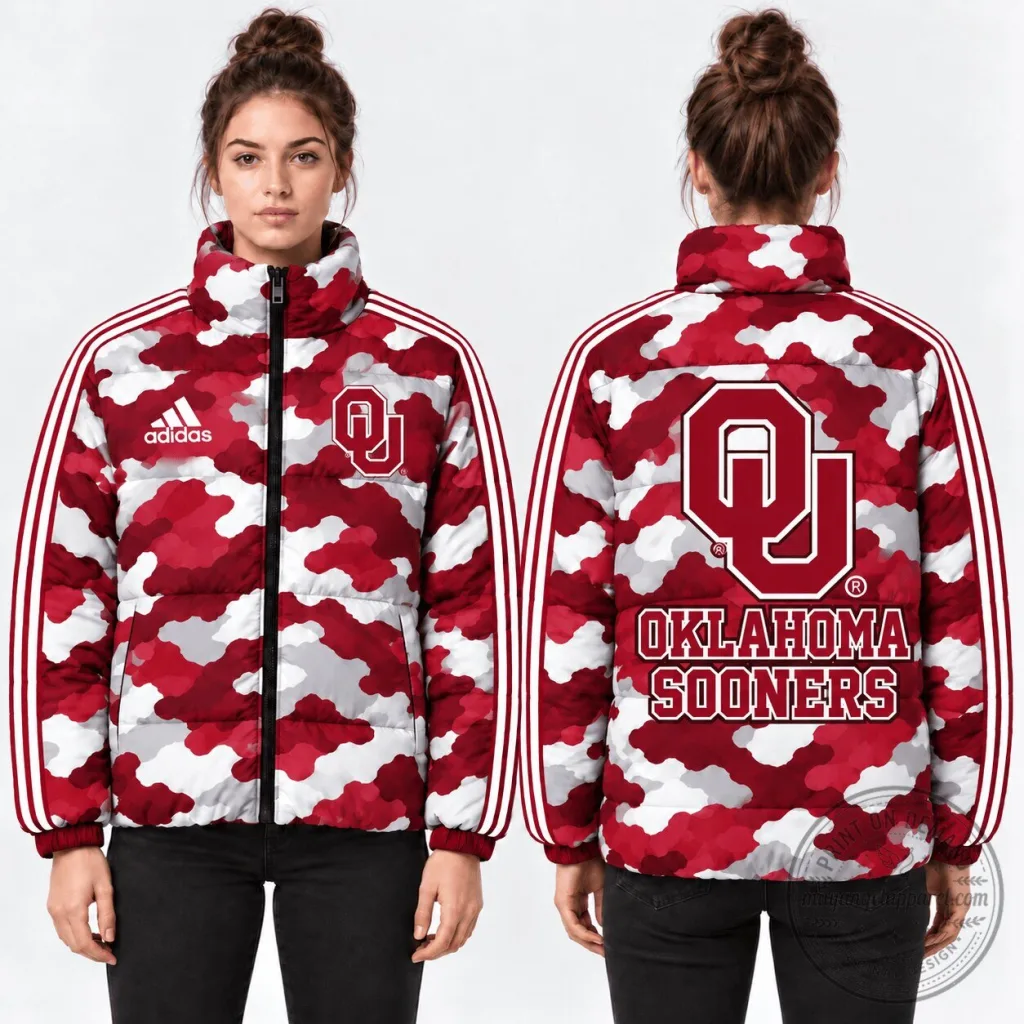 Oklahoma Sooners NCAA Camouflage Puffer Jacket Oklahoma Sooners NCAA Camouflage Puffer Jacket